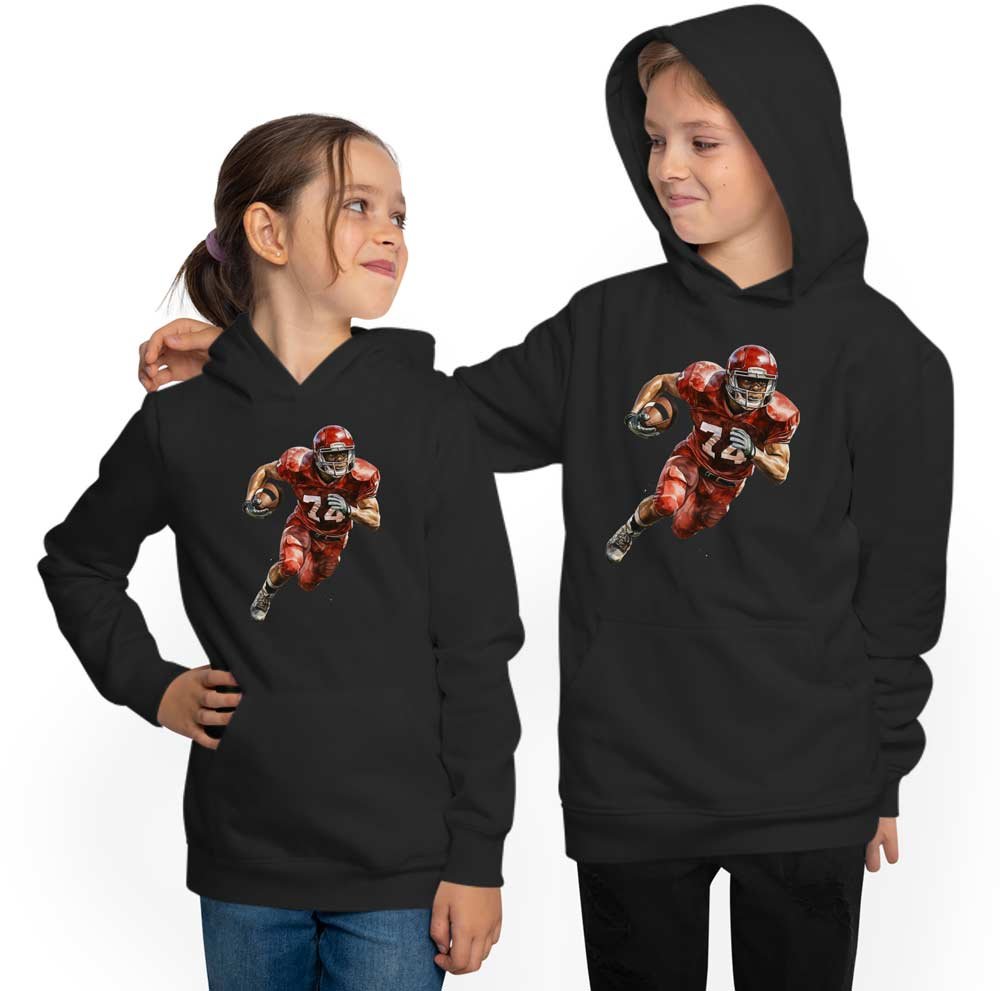 Hooded Sweatshirt Hoodie Kids - American Football Player in Oil Paint Look i506